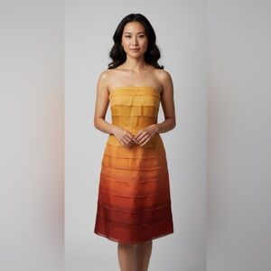 Kay Unger Dress Women's Size 6 100% Silk Strapless Midi Length